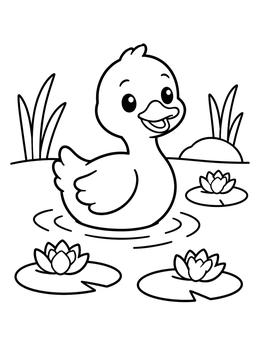 Free printable Cute Duckling Swimming On Pond coloring page