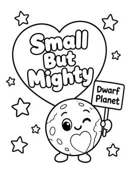 Free printable Cute Dwarf Planet Pluto With Sign coloring page