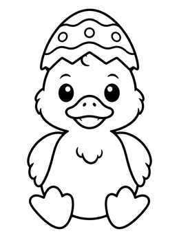 Free printable Cute Easter Duckling In Eggshell Hat coloring page