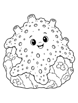 Free printable Cute Encrusting Sea Sponge On Rock coloring page