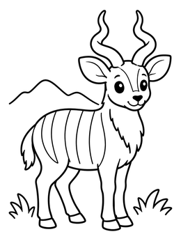 Free printable Cute Ethiopian Mountain Nyala Antelope coloring page