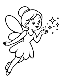 Free printable Cute Fairy Blowing Magic Sparkles coloring page