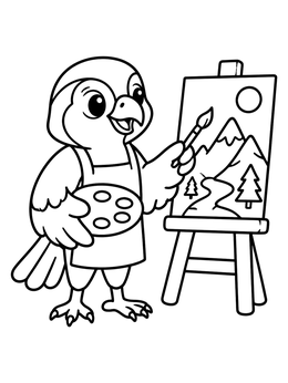 Free printable Cute Falcon Painting On Canvas coloring page