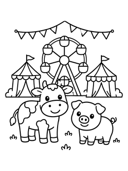 Free printable Cute Farm Animals At The Fair coloring page