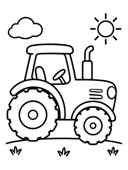 Free printable Cute Farm Tractor In The Sun coloring page