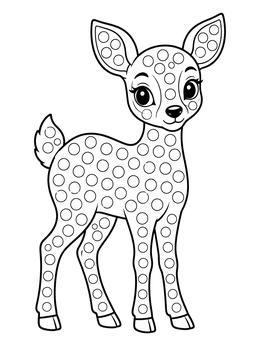 Free printable Cute Fawn With Polka Dot Pattern coloring page