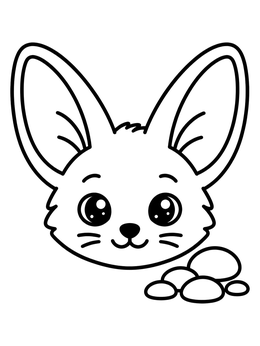 Free printable Cute Fennec Fox Face And Pebbles coloring page