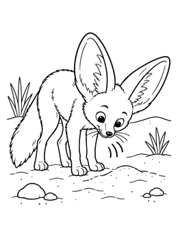 Free printable Curious Fennec Fox Listening To Sand coloring page