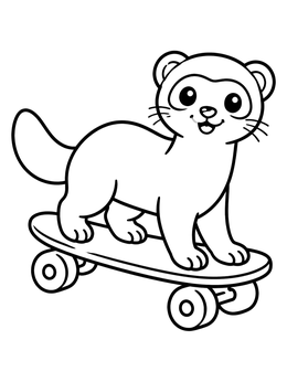 Free printable Cute Ferret On A Skateboard coloring page