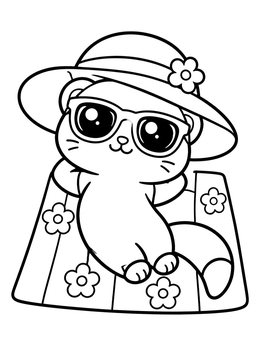Free printable Cute Ferret Relaxing On Beach Towel coloring page