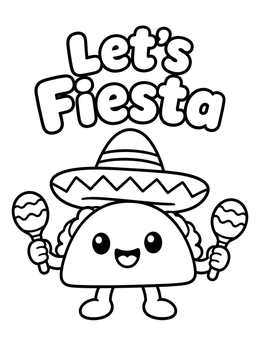 Free printable Cute Fiesta Taco With Sombrero coloring page
