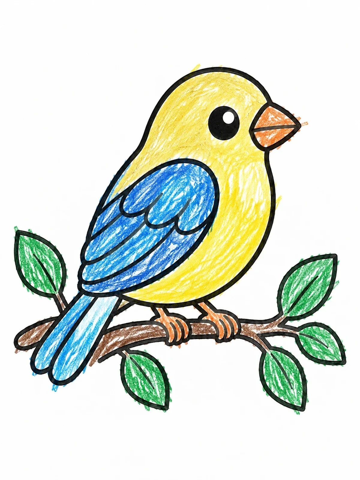 Colored example of the Cute Finch On A Branch coloring page