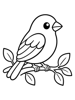 Free printable Cute Finch On A Branch coloring page