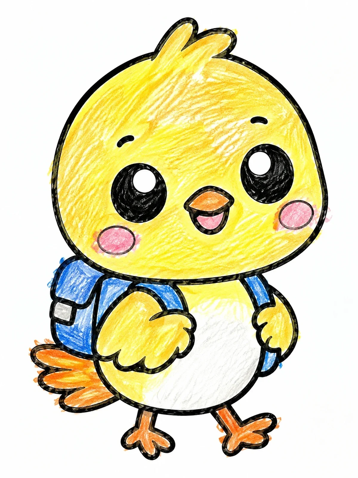 Colored example of the Cute Little Finch With Backpack coloring page
