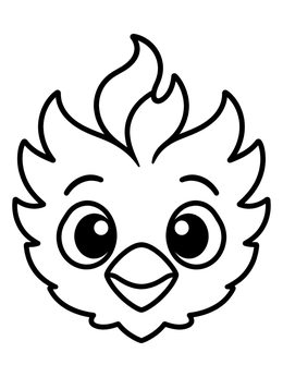 Free printable Cute Firebird Face coloring page