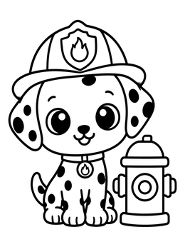 Free printable Cute Firefighter Dalmatian Puppy coloring page