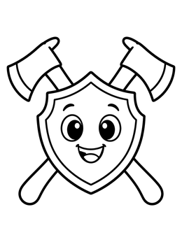 Free printable Cute Firefighter Shield And Axes coloring page