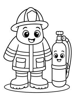 Free printable Cute Firefighter Suit And Oxygen Tank coloring page