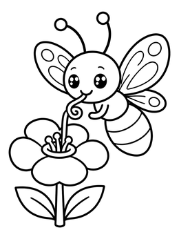 Free printable Cute Firefly Drinking From Flower coloring page