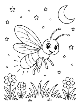 Free printable Cute Firefly Under The Night Sky coloring page