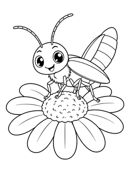 Free printable Cute Firefly On A Daisy coloring page