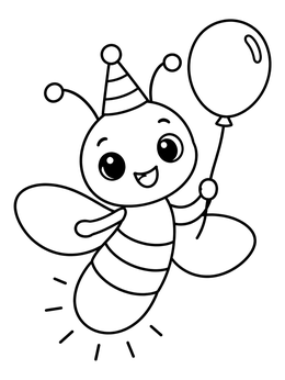 Free printable Cute Firefly With Party Hat And Balloon coloring page