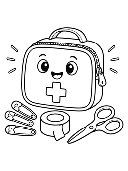 Free printable Cute First Aid Kit Pouch coloring page