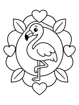 Free printable Cute Flamingo Heart Mandala coloring page