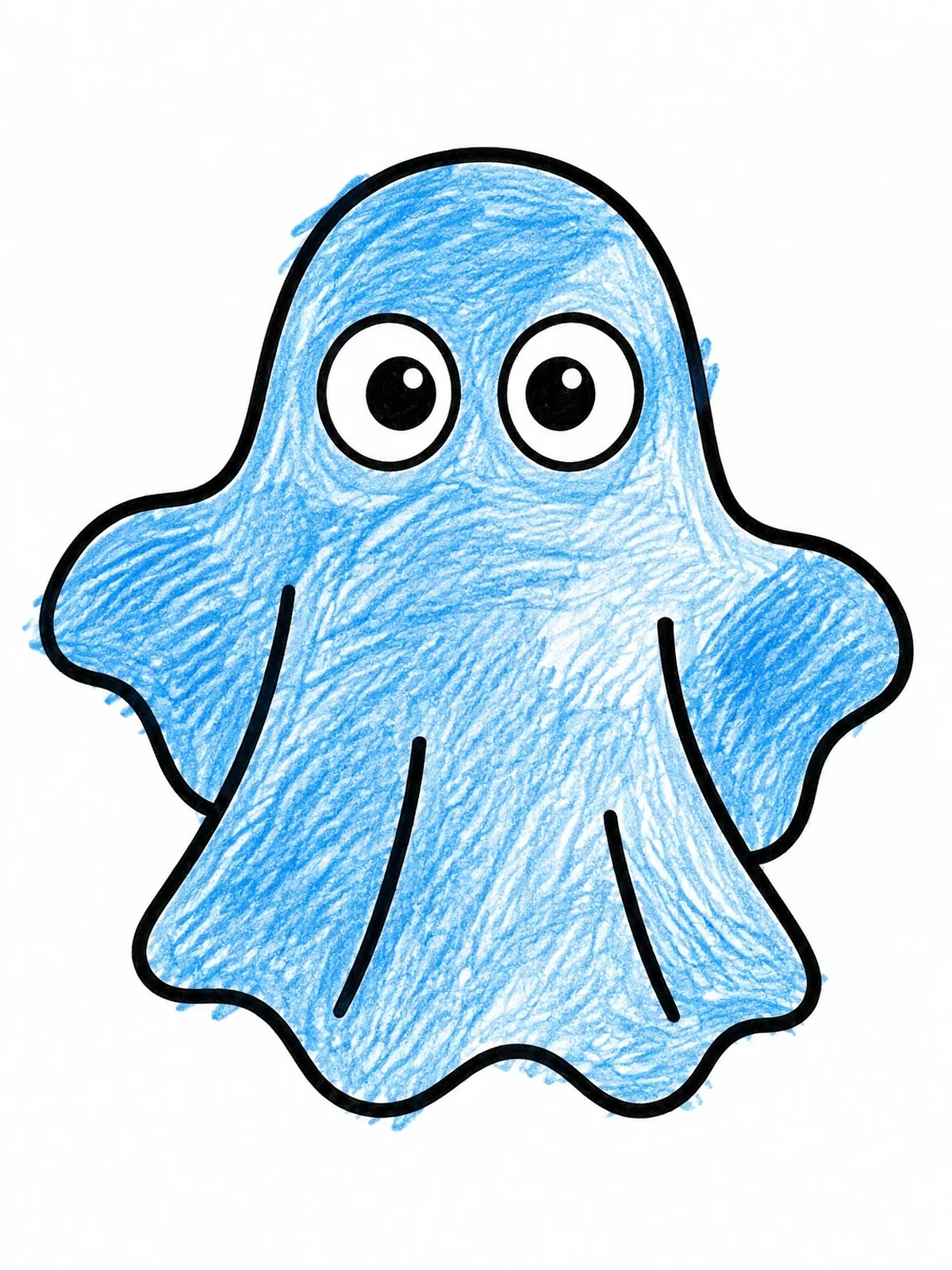 Colored example of the Cute Floating Bedsheet Ghost coloring page