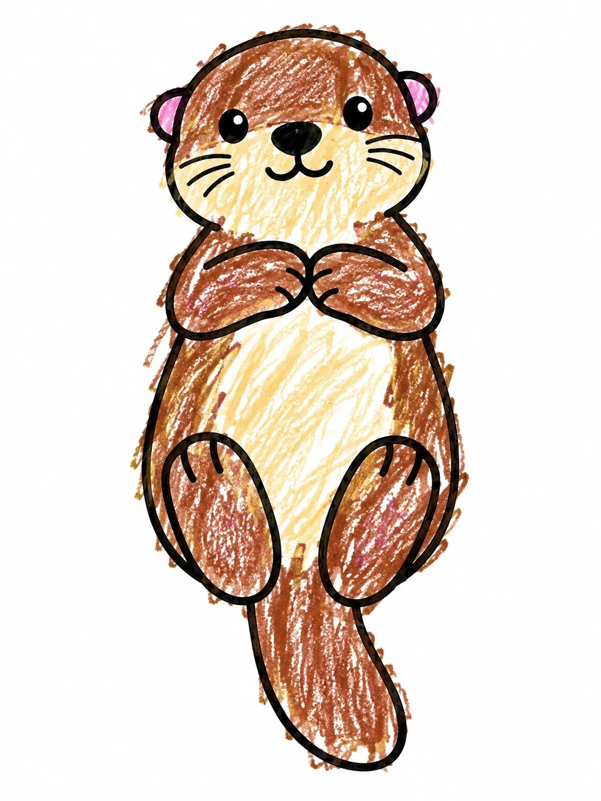 Colored example of the Cute Floating Otter With Paws Folded coloring page