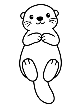 Free printable Cute Floating Otter With Paws Folded coloring page