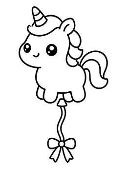 Free printable Cute Floating Unicorn Balloon coloring page