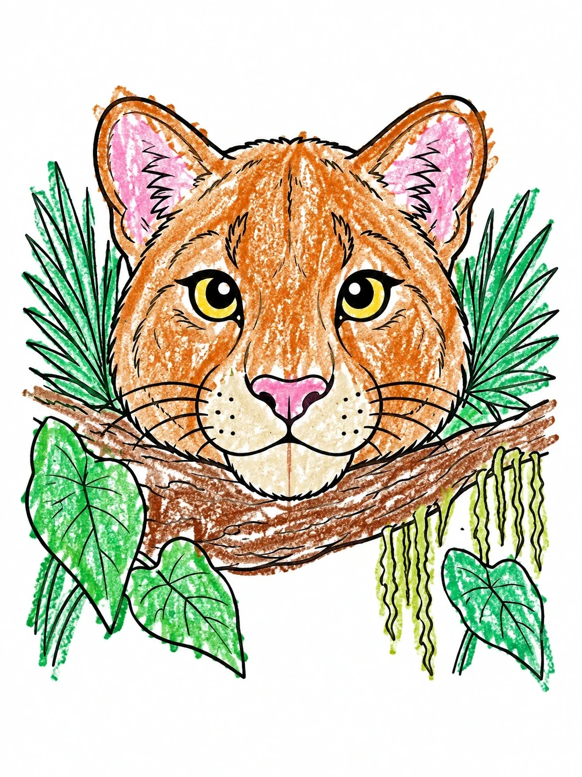 Colored example of the Cute Florida Panther On A Branch coloring page