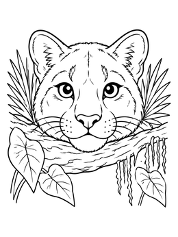 Free printable Cute Florida Panther On A Branch coloring page