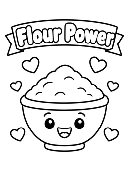 Free printable Cute Flour Bowl With Hearts coloring page