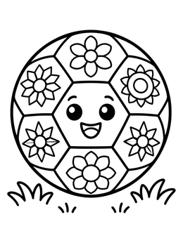 Free printable Cute Flower Pattern Soccer Ball coloring page