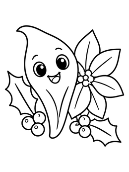 Free printable Cheerful Flower Petal With Holly coloring page