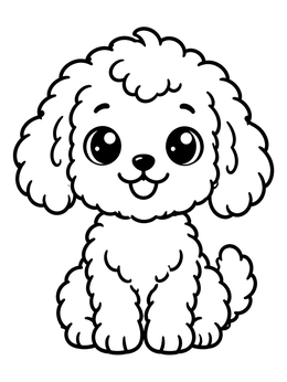 Free printable Cute Fluffy Goldendoodle Puppy coloring page