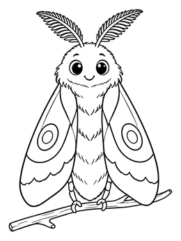 Free printable Cute Fluffy Moth On Branch coloring page