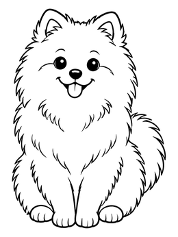 Free printable Cute Fluffy Pomeranian Sitting Upright coloring page