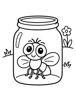 Free printable Cute Little Fly In A Jar coloring page