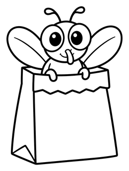 Free printable Cute Fly In A Paper Bag coloring page