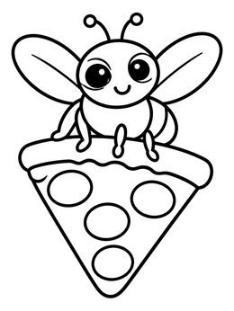 Free printable Cute Fly On A Pizza Slice coloring page