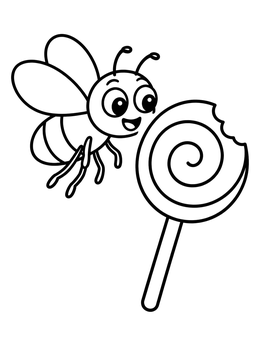Free printable Cute Fly With Swirled Lollipop coloring page