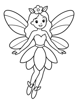 Free printable Cute Flying Flower Fairy coloring page