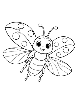 Free printable Cute Flying Ladybug With Open Wings coloring page
