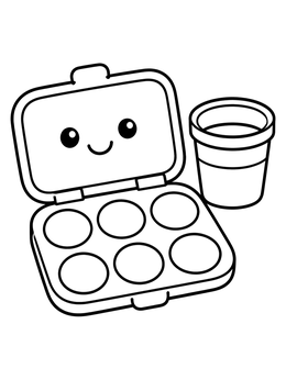 Free printable Cute Folding Paint Box With Cup coloring page