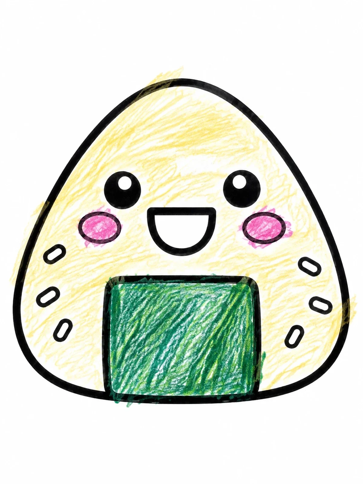 Colored example of the Happy Little Onigiri Rice Ball coloring page