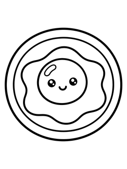 Free printable Smiling Fried Egg On A Plate coloring page