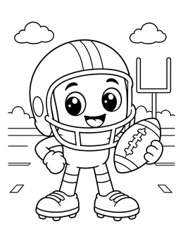 Free printable Cute Cartoon Football Player Mascot coloring page